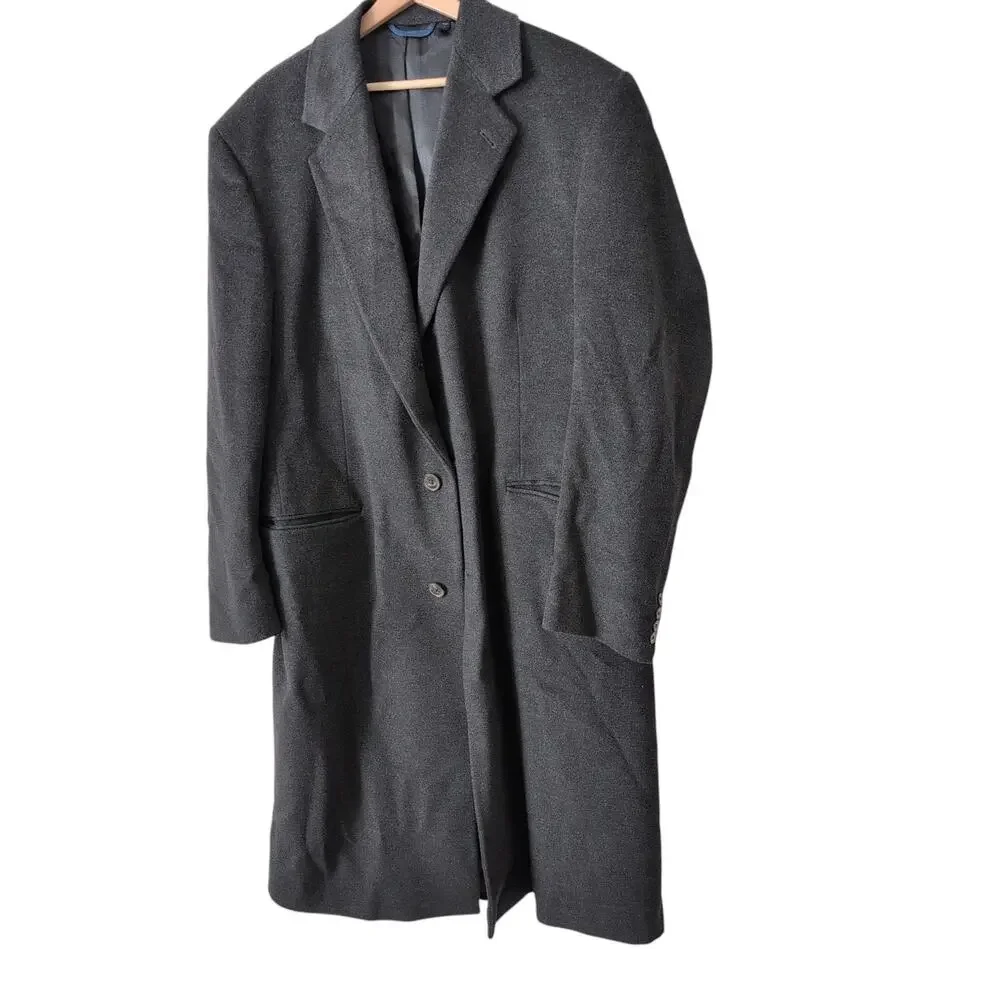 Jacob Siegel Men's Trench Coat 44L Colombo‎ Wool Cashmere Gray Italy Overcoat